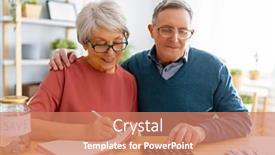  Presentation with married couple - Beautiful slide deck featuring elderly-married-couple-sitting backdrop and a coral colored foreground