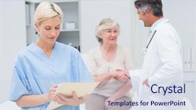  Presentation with teamwork nurse doctor - Beautiful PPT layouts featuring elderly medical - female nurse making reports while backdrop and a sky blue colored foreground