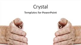  Presentation with elderly - Presentation theme featuring elderly medicine - old hands with copy-space background and a white colored foreground