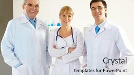  Presentation with police line do not cross - Audience pleasing presentation theme consisting of elderly medicine - portrait of friendly therapists standing backdrop and a sky blue colored foreground