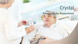  Presentation with tablets - Amazing PPT layouts having elderly medicine - portrait of mature woman giving backdrop and a  colored foreground
