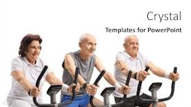  Presentation with stationary bikes - Presentation theme with elderly-men-and-a-woman background and a white colored foreground