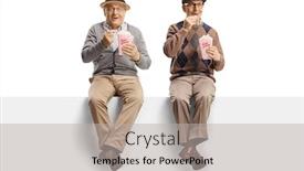 Presentation with popcorn - Beautiful slide deck featuring elderly-men-sitting backdrop and a light gray colored foreground