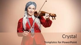  Presentation with costume - Audience pleasing slides consisting of elderly native woman backdrop and a coral colored foreground