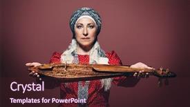  Presentation with elderly woman in nursing - Beautiful PPT theme featuring elderly native woman backdrop and a wine colored foreground