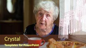  Presentation with elderly home - Audience pleasing PPT theme consisting of elderly-old-woman-has-breakfast backdrop and a tawny brown colored foreground