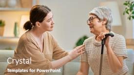  Presentation with caregiver - Presentation enhanced with elderly-patient-and-caregiver-spending background and a coral colored foreground