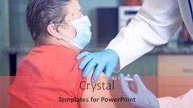  Presentation with covid vaccine - Theme consisting of elderly-patient-being-in-risk background and a coral colored foreground