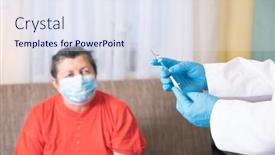  Presentation with covid vaccine - Beautiful slide set featuring elderly-patient-being-in-risk backdrop and a sky blue colored foreground