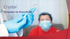  Presentation with covid vaccine - Presentation design with elderly-patient-being-in-risk background and a sky blue colored foreground