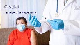  Presentation with covid vaccine - Slide set having elderly-patient-being-in-risk background and a sky blue colored foreground