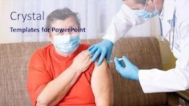  Presentation with covid vaccine - Slide set consisting of elderly-patient-being-in-risk background and a sky blue colored foreground