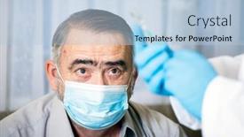  Presentation with covid vaccine - Cool new theme with elderly-patient-being-in-risk backdrop and a light blue colored foreground