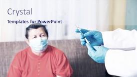  Presentation with covid vaccine - Slide deck with elderly-patient-being-in-risk background and a sky blue colored foreground