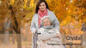  Presentation with caregiver - Amazing presentation having elderly patient falls - disabled senior woman and young backdrop and a coral colored foreground
