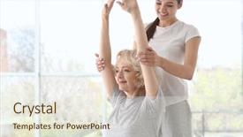  Presentation with physiotherapist - Audience pleasing theme consisting of elderly patient in modern clinic backdrop and a sky blue colored foreground