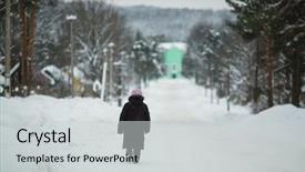  Presentation with pensioner - Beautiful theme featuring elderly pensioner woman walking along backdrop and a light gray colored foreground