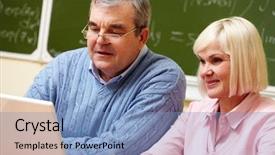  Presentation with elderly - Amazing PPT layouts having elderly people using modern technologies backdrop and a light blue colored foreground