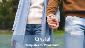  Presentation with hands-holding - PPT theme consisting of elderly person falls - close up of mature couple background and a teal colored foreground