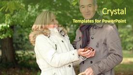  Presentation with women gathering - Presentation design consisting of elderly person falls - couple gathering conkers background and a tawny brown colored foreground