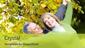  Presentation with elderly person - PPT theme having elderly person falls - happy senior couple in love background and a  colored foreground