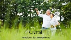  Presentation with senior couple - Theme consisting of elderly person falls - senior couple hiking and man background and a yellow colored foreground