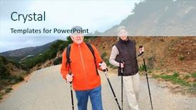  Presentation with senior couple - Slides enhanced with elderly person falls - senior couple on a walking background and a sky blue colored foreground