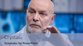  Presentation with vaccine development - Slide deck featuring elderly-professor-is-doing background and a light blue colored foreground