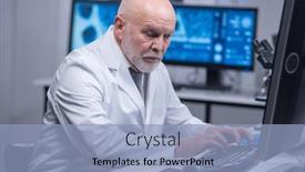  Presentation with vaccine development - Slide deck enhanced with elderly-professor-is-doing background and a light blue colored foreground