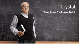  Presentation with math book - PPT layouts with elderly-professor-with-a-book background and a dark gray colored foreground