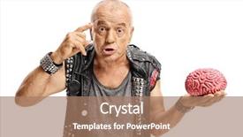  Presentation with old people - Cool new slide deck with elderly punker with a brain backdrop and a coral colored foreground
