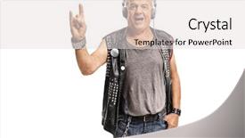  Presentation with punk - Amazing slide set having elderly punker with headphones making backdrop and a light gray colored foreground