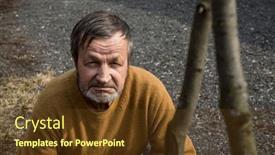  Presentation with rustic - Audience pleasing PPT theme consisting of elderly-rustic-bearded-man-outdoors backdrop and a tawny brown colored foreground