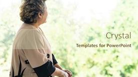  Presentation with recovery room - Beautiful PPT layouts featuring elderly-senior-female-using-walking backdrop and a cream colored foreground