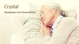  Presentation with elderly home - Cool new presentation design with elderly sleep - age relax and people concept backdrop and a cream colored foreground