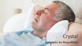  Presentation with sleeping - Presentation design consisting of elderly sleep - closeup of senior man sleeping background and a soft green colored foreground