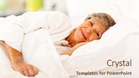  Presentation with sleeping - Beautiful PPT theme featuring elderly sleep - happy senior woman sleeping backdrop and a cream colored foreground