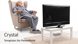  Presentation with sleepy yawning man driving car - Cool new slide set with elderly sleep - mature man sleeping backdrop and a light gray colored foreground