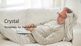  Presentation with neolithic age old - Colorful PPT layouts enhanced with elderly sleep - old age rest and people backdrop and a soft green colored foreground