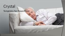  Presentation with elderly sleep - Theme with elderly sleep - portrait of a senior man background and a light gray colored foreground
