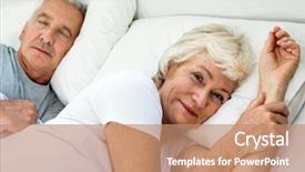  Presentation with aged - Presentation enhanced with elderly sleep - portrait of smiling aged woman background and a coral colored foreground