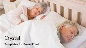  Presentation with senior couple - Beautiful PPT layouts featuring elderly sleep - senior couple sleeping in bed backdrop and a  colored foreground