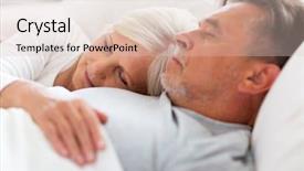  Presentation with sleeping - Slides consisting of elderly sleep - senior couple sleeping in bed background and a lemonade colored foreground