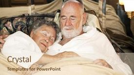  Presentation with elderly sleep - Amazing slide deck having elderly sleep - senior couple sound asleep backdrop and a  colored foreground