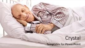  Presentation with sleeping - Slide deck with elderly sleep - senior sleeping in bed isolated background and a soft green colored foreground