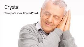  Presentation with cheerful - Presentation theme consisting of elderly sleep - studio shot of a cheerful background and a sky blue colored foreground
