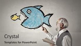  Presentation with teacher - PPT layouts enhanced with elderly teacher indicating the painting background and a light gray colored foreground