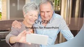  Presentation with active seniors senior couple - Presentation theme enhanced with elderly theme - cheerful senior couple taking selfie background and a coral colored foreground