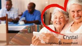  Presentation with selfie - Amazing PPT theme having elderly theme - heart against portrait of smiling backdrop and a coral colored foreground