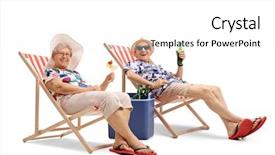  Presentation with beer bottle - Slides having elderly tourists with a cocktail background and a white colored foreground